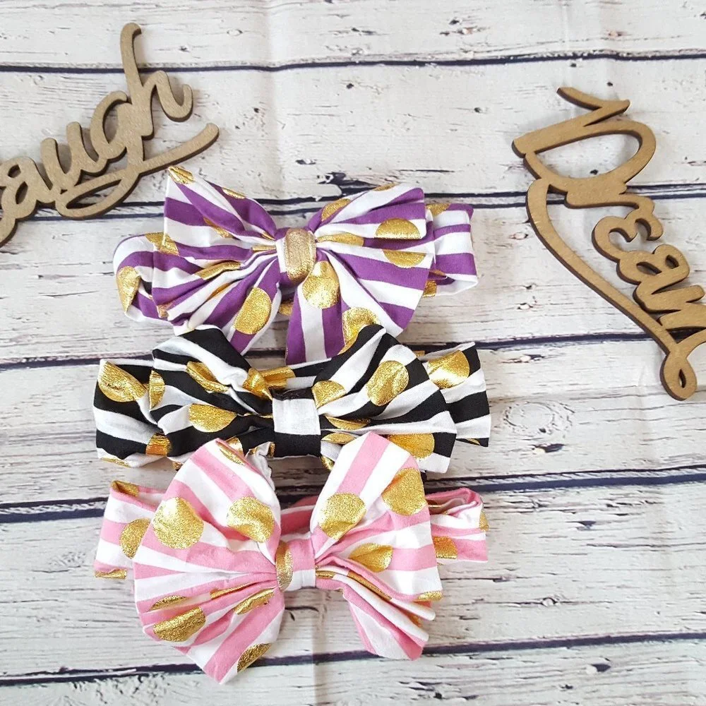 Gold Polka Dot Headbands for Baby Girls and Toddler Girls New